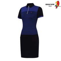 (여성)스트라이프 포켓 카라 반팔 원피스_MIW2OP01