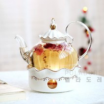 폴라도레 유리 도자기 티포트 내열유리 티팟워머 주전자 세트 +(L), 600ml, CC-0020-04-D타입[주전자+받침대]
