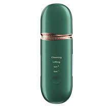 아쿠아필기계 진동 클렌저 워터 필링기 얼굴 각질 제거기 Skin Scrubber Electric Ultrasonic Cleaner Face Care Washing Black 호환, 01 Green