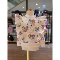 프렌치캣2 아이보리 리본 프린트 티셔츠 CH 봄 신상품 간절기 (Q21DCT120W2)