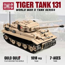 [레고공식] 1018Pcs WW2 탱크 군사 호랑이 131 모델 빌딩 블록 독일어 헤비 무기 건설 벽돌 장난감 아이들을위한 선물 소년, [01] tiger 131 tank