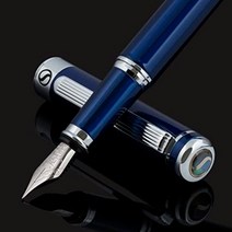 Scriveiner 최고급 프리미엄 만년필 (빨강) 매력적인 아름다움 크롬 마무리 Schmidt 펜촉(미디엄) 남성에게도 여성에게 최적 프로페셔널 중역 직장 품위있는 만년필 선물, 파란색 + 괜찮은 가리키다, 중간펜