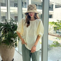 피핀 여성용 절개 퍼프소매 블라우스 #49349