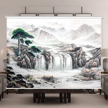 산수화 블라인드 그림 병풍 수채화 풍경 전통 폭포