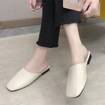쇼프 낮은굽 로우힐 봄 슬리퍼 코디 블 예쁜 신발 여성 사각코 여자 굽낮은