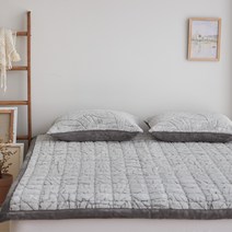 폭신한 프리미엄 10mm 극세사 침대패드, 그레이