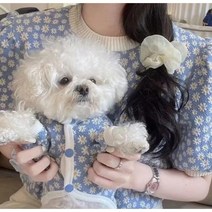 강아지 할매가디건 꽃가디건 면티, 퍼플