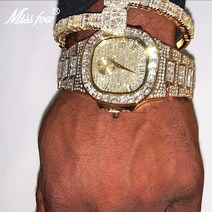 힙합시계 square watch for men gold 럭셔리 바게트 밴드 남자명품시계
