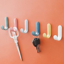 J형 후크 현관 마스크 열쇠 보관 걸이 벽에 붙이는 고리, 초록, 1개