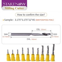 Startnow 5 개/몫 아크릴 밀링 커터 한 플루트 나선형 비트 MDF PVC 조각 CNC 라우터 나무 절단 도구 엔드 밀, 44 4x4x52x75, 01 5 PCS