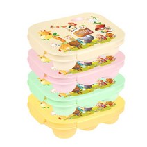 (유아월드) 4면 락형 도시락 (식판+뚜껑) 1세트, 핑크(생일파티)