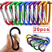 pcs 미니 Carabiner 키 체인 알루미늄 합금 D링 버클 봄 스냅 훅 클립 야외, 한개옵션1, 06 20pcs (Multicolor)