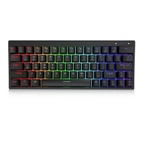 Ractous RTK63B 60% 무선 기계식 게이밍 키보드 RGB 블랙라이트 PBT 키캡 타입-C 63키 블루투스5.1/무선/Wried PC/맥 게이머용 핫 스왑 광학 레드 스위, Black_Optical Red Switch