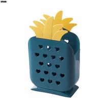 DFMEI 가정용 물빠짐걸이 더블칸 수저통 식기 수저통, 스모그 블루 12.3*6*20.5cm