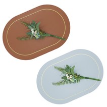 모어코지 코테 양면 테이블매트 4p 세트, 브라운 + 그레이