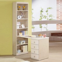 학생책상 디엘르 나이브 1200 h형 책장책상세트, 워시