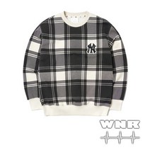 MLB) 체크 전판 오버핏 맨투맨 3AMTC2114-50CRS