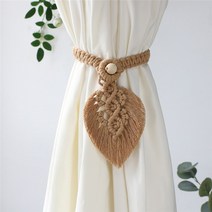 홀딩도어 손으로 짠 Macrame 커튼 Tiebacks 잎 모양 술 스트랩 미니 벽 태피스 트리 북유럽 스타일 거실, [01] 1pcs, [06] brown