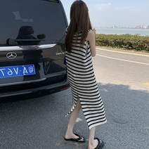 라인 여행 슬림 배색 귀여운 바캉스 롱 원피스 캉캉 포켓 베트남 퀼팅 럭셔리