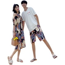 커플시밀러룩 휴양지 커플룩 웨딩 촬영 시밀러룩 제주도 XXXL까지 빅사이즈 언밸런스 비치 나시 원피스