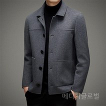 중년 남성 양면 캐주얼 모직 자켓 트위드 울 쇼트 코트 카라 재킷 40대 50대 아빠