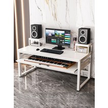 미디데스크 미디테이블 미디 음악 작업 책상 건반 피아노 작곡 책상, 120x60x81 블랙 + 오크 색상