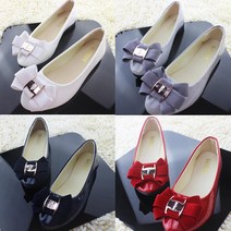 여성 유광 애나멜 리본 플랫슈즈 5color 봄코디