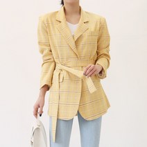 퍼니걸스 체크 박시 스트랩 자켓_8832