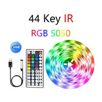 LED 스트립 컴퓨터 조명 USB 적외선 색상 변경 바 램프 스크린 TV 네온 5050 RGB 침실 장식, [03] IR 44keys full set, [05] 5m
