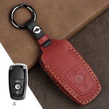 여행가방 캔버스 더플백 캐리어 보스턴백 보조 가죽 자동차 키 케이스 커버 포드 몬데오 링컨 에비에이터 네비게이터 F150 랩터 포커스 열쇠 고리 가방 체인 홀더 포브 프로텍터, 3 ButtonRed