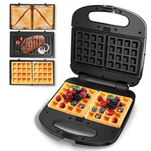 샌드위치 메이커 3 in 1 800W 파니니 프레스 샌드위치 토스터 딥 필 와플 메이커 교체 가능한 붙지 않는 조리용 접시 스테인리스 스틸 간편한 세척 BPA 프리 -18429