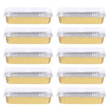 10pcs 200ml 직사각형 알루미늄 호 일 베이킹 상자 일회용 디저트 금형 팬 Bakeware 황금, [02] 금