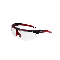 UVEX by Honeywell 아바타 보안경 레드 프레임 투명 렌즈 및 긁힘 방지 하드코트 포함(S2860), Red Frame, Clear Lens HydroShield Anti-F