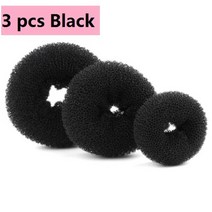 크리닉패드 남자 옆머리 누르기 다운펌 호일워크 다운핏 샴푸대 목받침 3pcs 크기 sml 여성 레이디 도넛 헤어 링 롤빵 액세서리 스타일링 도구 헤어 액세서리, 3 개 블랙