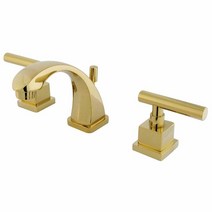 Kingston Brass KS4942CQL Claremont 미니 와이드 스프레드 화장실 수도꼭지 황동 팝업 포함 광택 황동 10.2cm 조절 가능한 중앙, Polished Brass