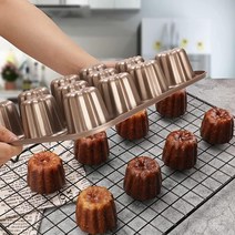 CGGYYZ 탄소강 케널 몰드 케이크 팬 12개의 캐비티 논스틱 카닐레 머핀 틴 팬 디저트 무스 베이킹 도구 케일 몰드 컵케이크 팬 오븐용