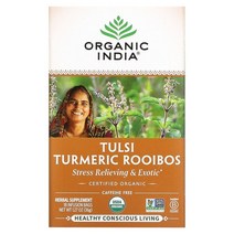 Organic India 툴시 차 심황 루이보스 무카페인 18 인퓨전 백 1.27 oz(36 g)