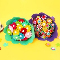 부직포 사탕 펠트 꽃다발 만들기 DIY 6종 택1 졸업식 화이트데이 선물, 흰단추민트