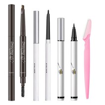 ETEDES 아이브로우 인핸서 키트 아이라이너 1개 펜슬 2 in 1 및 눈썹 면도기 포함 블랙 818660, Brown