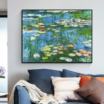 대형 DIY 보석십자수 모네 수련 구슬 비즈 큐빅 십자수 집순이 취미 태교, 80 × 60cm