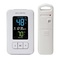 AcuRite 0 디지털 실내/실외 온도계 시계 포함, White