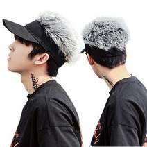 고퀄리티 개성있는 남자 촬영용모자 가발 패션 모발달린 소품 모자 이벤트 힙합 캡모자 특이한, LD-1128 모발캡모자_블랙