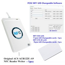 acs original acr122u-a9 nfc 리더 작가 프로그래밍 가능한 mfs50 1 k 4 바이트 7 uid 변경 rfid 카드 소프트웨어 포함, 기본