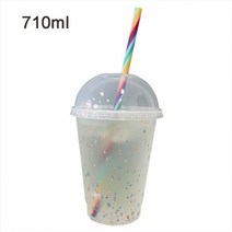 콜드컵 아이스커피잔 1리터텀블러 테이크아웃 리유저블텀블러 친환경 손잡이 710ml 색종이 빨대 컵 뚜껑 로고 재사용 가능한 색상 변경 커피 잔 플라스틱 물병 매트 짚 주스 컵
