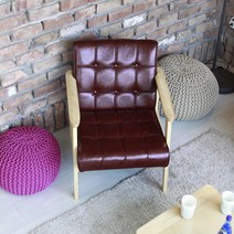 호텔 모텔 예쁜 사각 가죽 유광 1인소파 1인가죽쇼파, 아이보리 앤틱