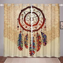 창 커튼 boho dream catcher curtains bohemian blackout window curtain for girls children women 침실 인도 깃털