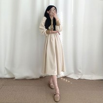 니까니까 여성용 아가일 니트 롱 원피스
