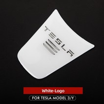 테슬라 전기차 모델3 모델y 스티어링 스티어링휠 테슬라모델3 요크핸들 요크 탄소 섬유 휠 커버 모델 3 y 액세서리 인테리어 장식 보호 패치 세 자동차 스티커, 흰색 로고