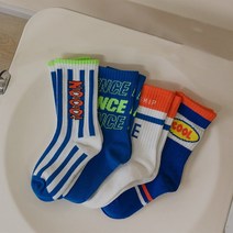 도오빠 쿨라양말 아동 양말 4종 세트 귀여운 컬러 배색 여아 남아 공용 사계절 롱 스포츠 삭스 키즈 주니어 어린이