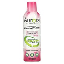 Aurora Nutrascience Mega 리포소말 비타민 D3 유기농 과일 맛 9 000IU 480ml (16fl oz)
